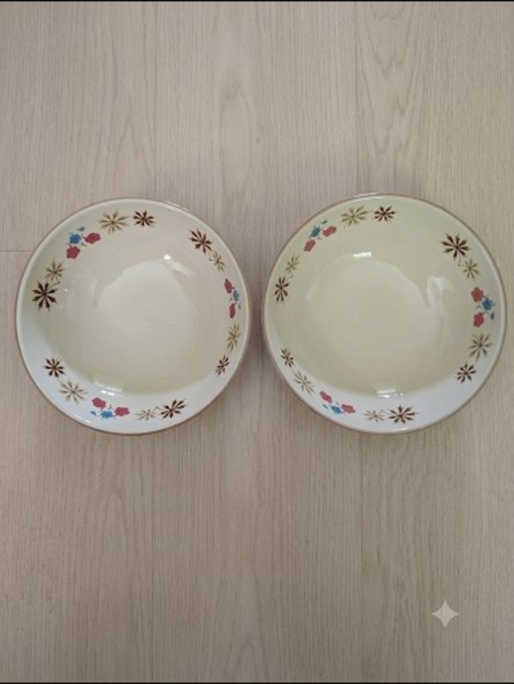 Vintage Franciscan Larkspur Earthenware Bowls - 7 1/2" Set of 2